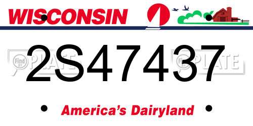 2S47437 Wisconsin License Plate