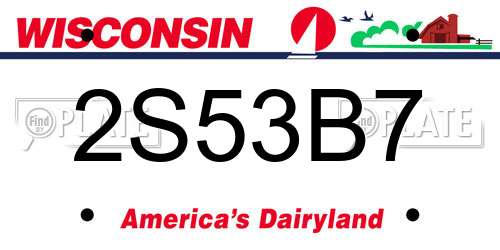 2S53B7 Wisconsin License Plate