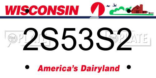 2S53S2 Wisconsin License Plate