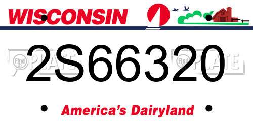 2S66320 Wisconsin License Plate