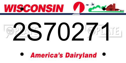 2S70271 Wisconsin License Plate