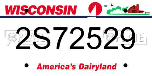 2S72529 Wisconsin License Plate