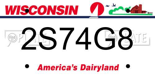 2S74G8 Wisconsin License Plate