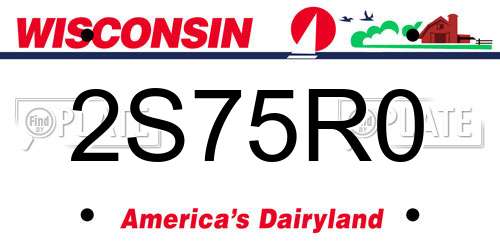 2S75R0 Wisconsin License Plate