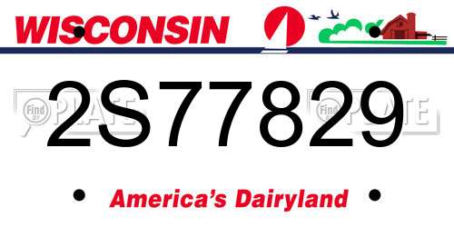 2S77829 Wisconsin License Plate