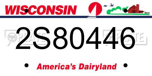 2S80446 Wisconsin License Plate