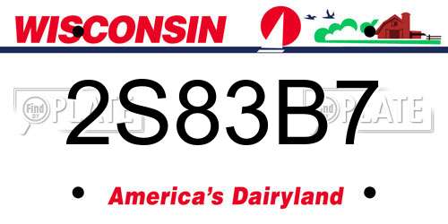 2S83B7 Wisconsin License Plate