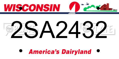 2SA2432 Wisconsin License Plate