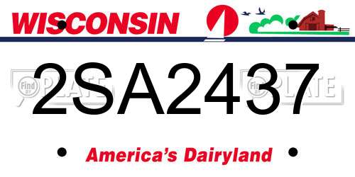 2SA2437 Wisconsin License Plate