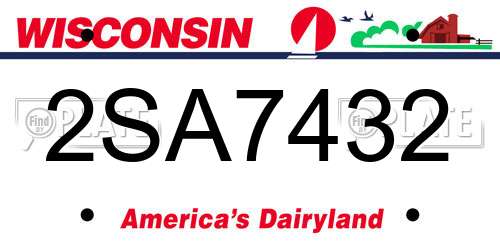 2SA7432 Wisconsin License Plate