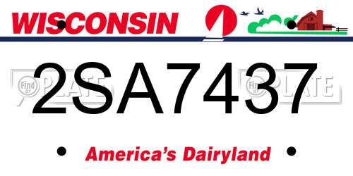 2SA7437 Wisconsin License Plate
