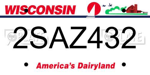 2SAZ432 Wisconsin License Plate