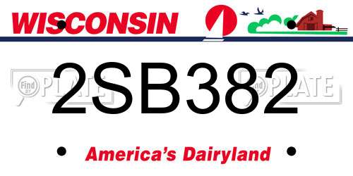 2SB382 Wisconsin License Plate