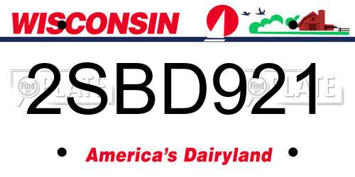 2SBD921 Wisconsin License Plate