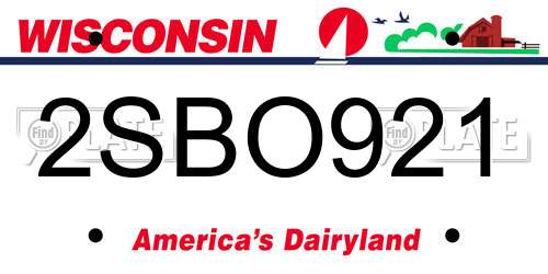 2SBO921 Wisconsin License Plate