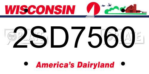 2SD7560 Wisconsin License Plate