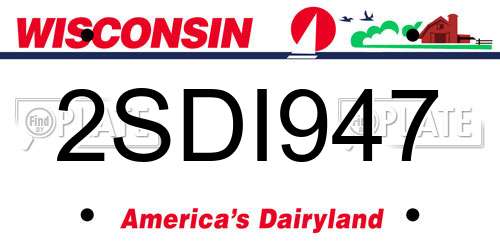 2SDI947 Wisconsin License Plate
