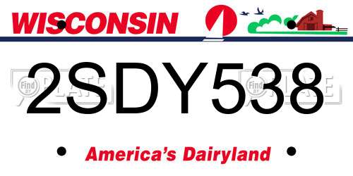 2SDY538 Wisconsin License Plate