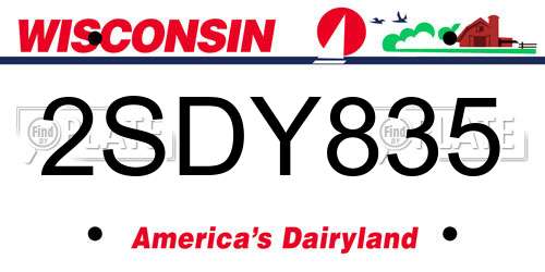 2SDY835 Wisconsin License Plate