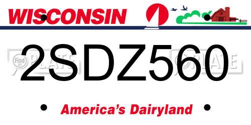 2SDZ560 Wisconsin License Plate