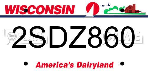 2SDZ860 Wisconsin License Plate