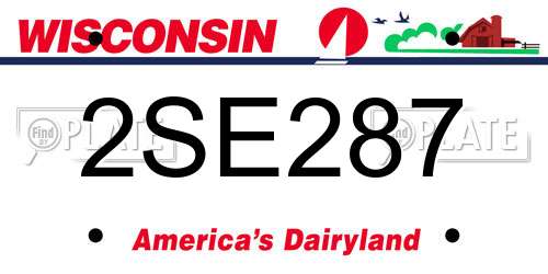 2SE287 Wisconsin License Plate