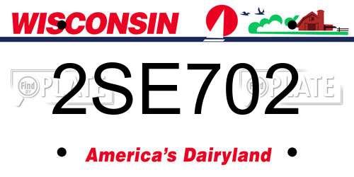 2SE702 Wisconsin License Plate