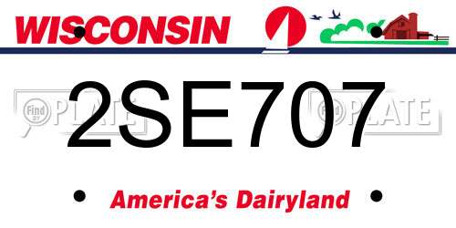 2SE707 Wisconsin License Plate