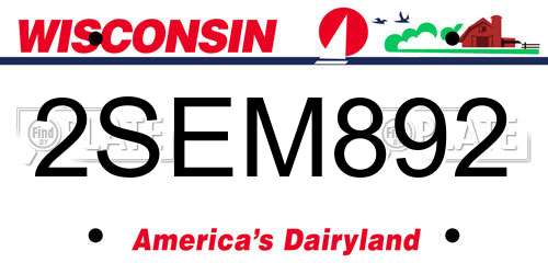 2SEM892 Wisconsin License Plate