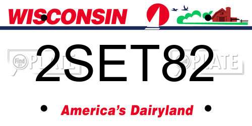 2SET82 Wisconsin License Plate