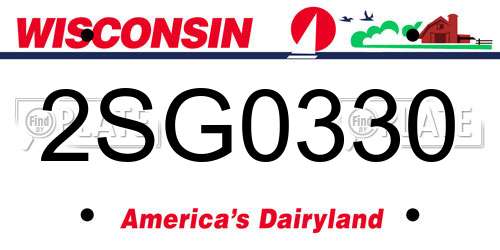 2SG0330 Wisconsin License Plate