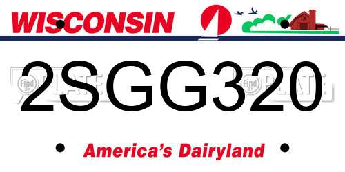 2SGG320 Wisconsin License Plate
