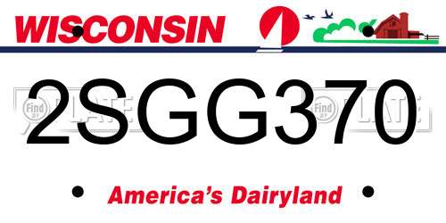 2SGG370 Wisconsin License Plate