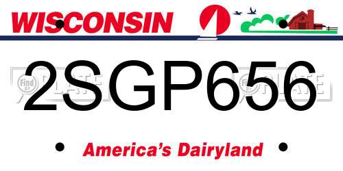 2SGP656 Wisconsin License Plate