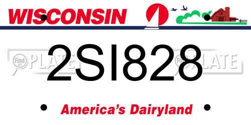 2SI828 Wisconsin License Plate