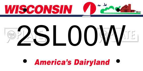 2SL00W Wisconsin License Plate