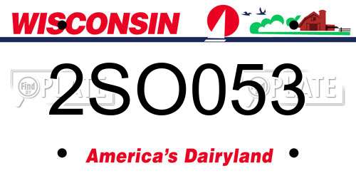 2SO053 Wisconsin License Plate