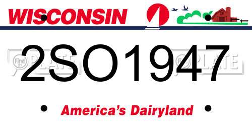 2SO1947 Wisconsin License Plate