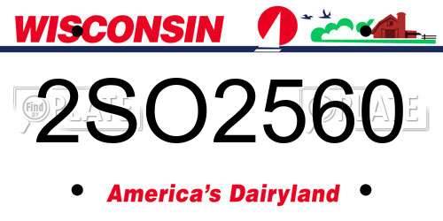 2SO2560 Wisconsin License Plate