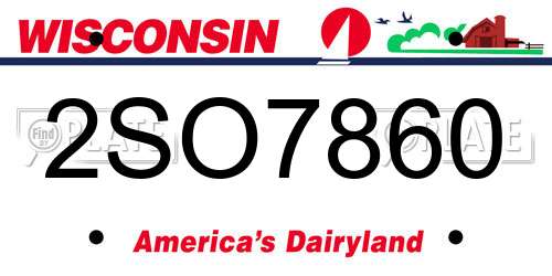 2SO7860 Wisconsin License Plate