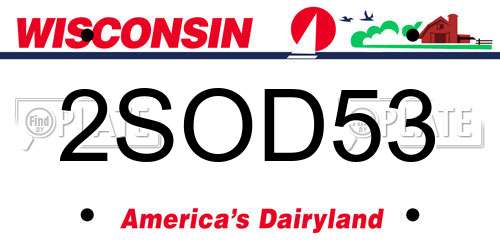 2SOD53 Wisconsin License Plate