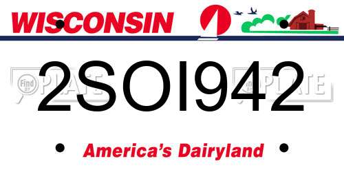 2SOI942 Wisconsin License Plate