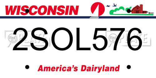 2SOL576 Wisconsin License Plate