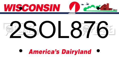 2SOL876 Wisconsin License Plate