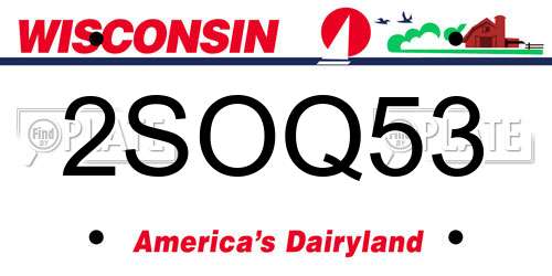 2SOQ53 Wisconsin License Plate