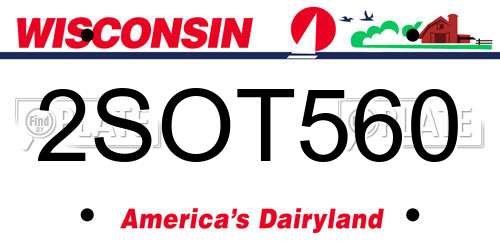 2SOT560 Wisconsin License Plate