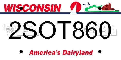 2SOT860 Wisconsin License Plate