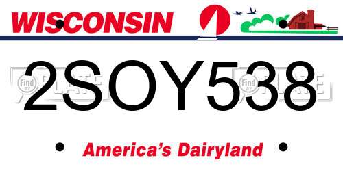 2SOY538 Wisconsin License Plate