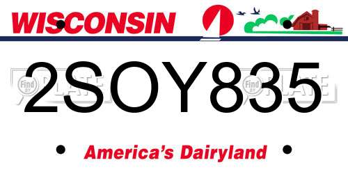 2SOY835 Wisconsin License Plate