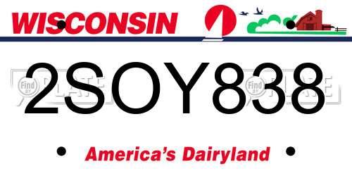 2SOY838 Wisconsin License Plate